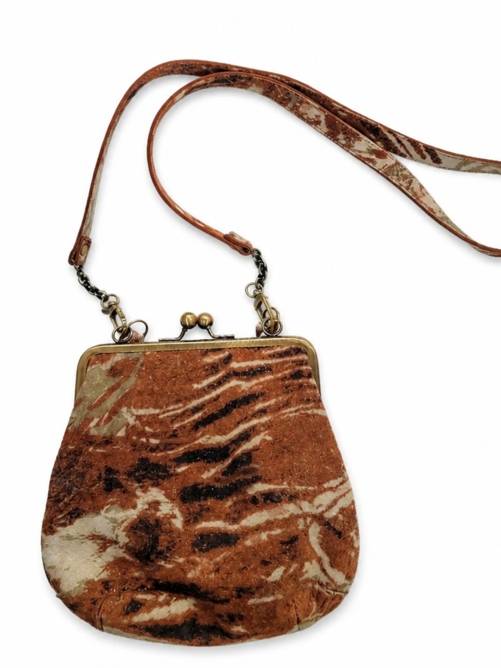 HOBO Brown Patterned Kiss-Lock Crossbody Clutch